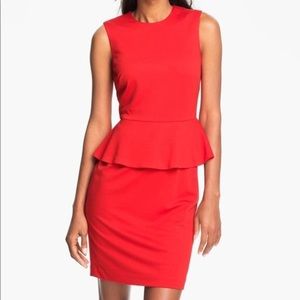 Vince Camuto Red Sleeveless Sheath Dress Peplum